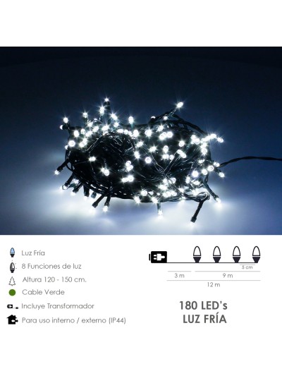 Guirnalda Luces Navidad 500 Leds Color Blanco Frio Luz Navidad Interiores y Exteriores Ip44