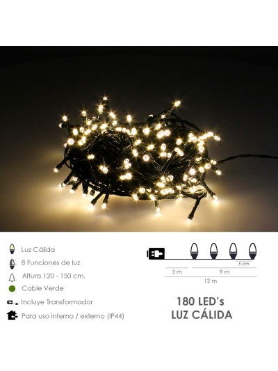 Guirnalda Luces Navidad 500 Leds Color Blanco Calido. Luz Navidad Interiores y Exteriores Ip44