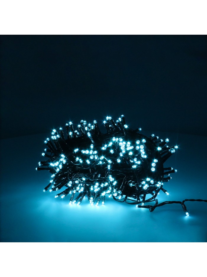 Guirnalda Luces Navidad 300 Leds Color Azul Hielo. Luz Navidad Interiores y Exteriores Ip44