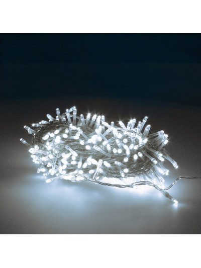 Guirnalda Luces Navidad 300 Leds Color Blanco Frio Luz Navidad Interiores y Exteriores Ip44. Cable Transparente.