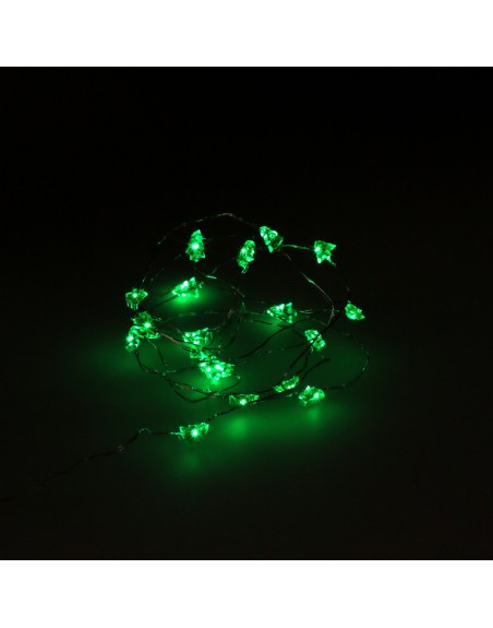 Guirnalda Luces Navidad Arboles 20 Leds Color Verde. Luz navidad interiores IP20 A Pilas 3AA (No Incluida)