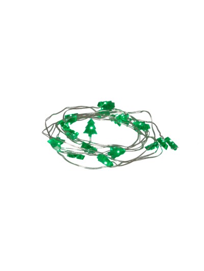 Guirnalda Luces Navidad Arboles 20 Leds Color Verde. Luz navidad interiores IP20 A Pilas 3AA (No Incluida)