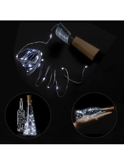 Luces Navidad Guirnalda Led con Tapon 20 Microled Blanco Frio IP20. A Pilas 3 LR44 (Si Incluidas)