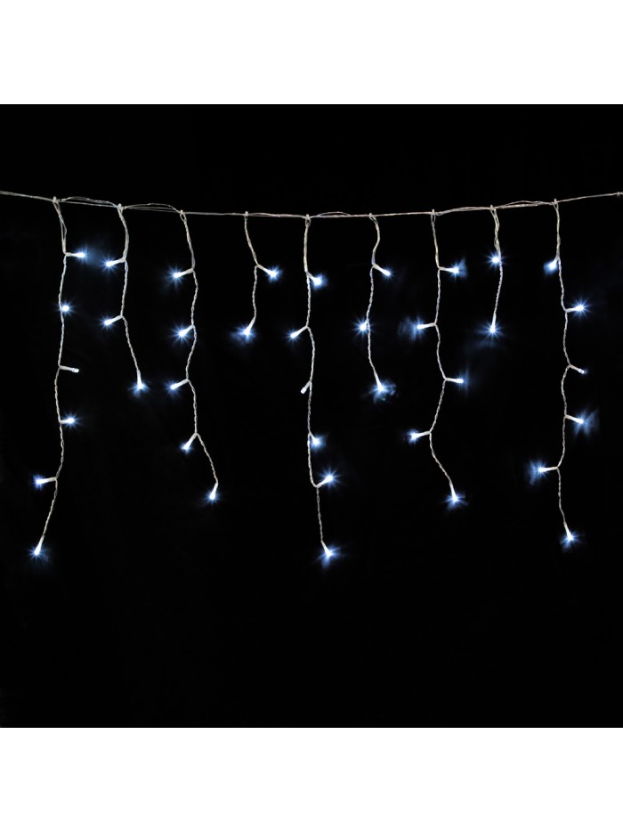 Guirnalda Luces Navidad Cortina 5x1 Metros 182 Leds Blanco Frio. Luz Navidad Interiores y Exteriores Ip44. Cable Transparente
