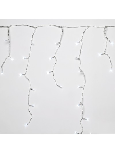Guirnalda Luces Navidad Cortina 5x1 Metros 182 Leds Blanco Frio. Luz Navidad Interiores y Exteriores Ip44. Cable Transparente