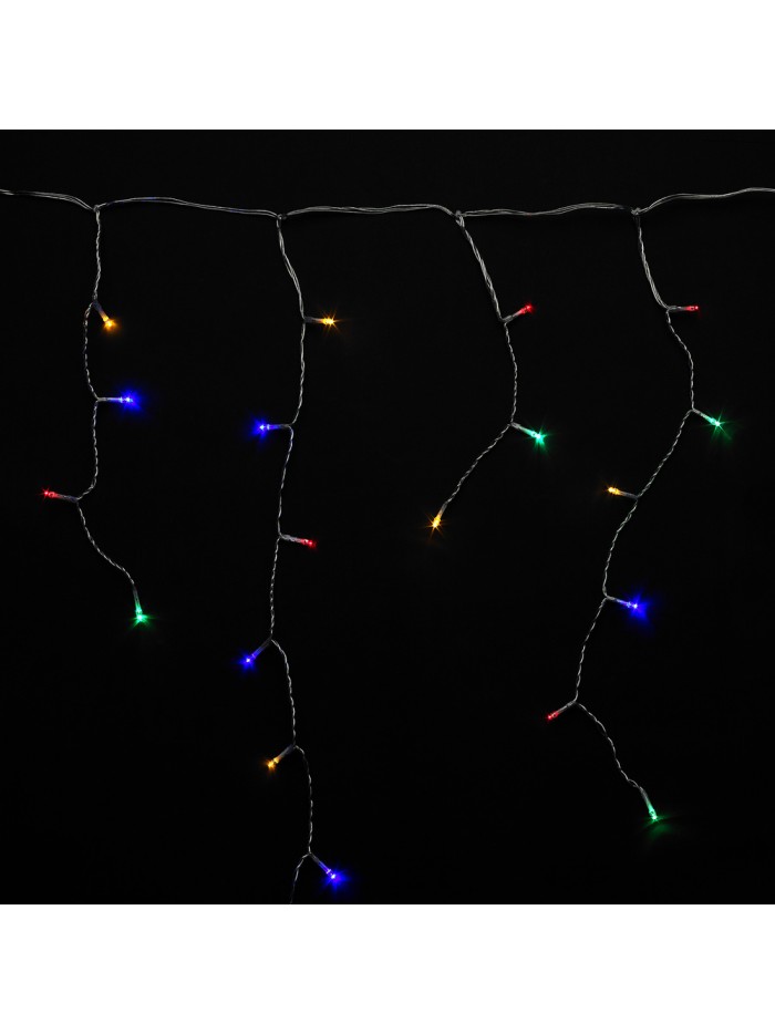 Guirnalda Luces Navidad Cortina 10x1 Metros 345 Leds Multicolor. Luz Navidad Interiores y Exteriores Ip44. Cable Transparente