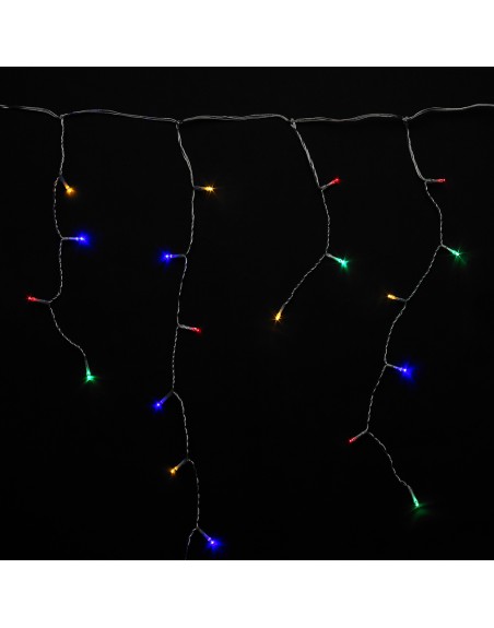 Guirnalda Luces Navidad Cortina 10x1 Metros 345 Leds Multicolor. Luz Navidad Interiores y Exteriores Ip44. Cable Transparente