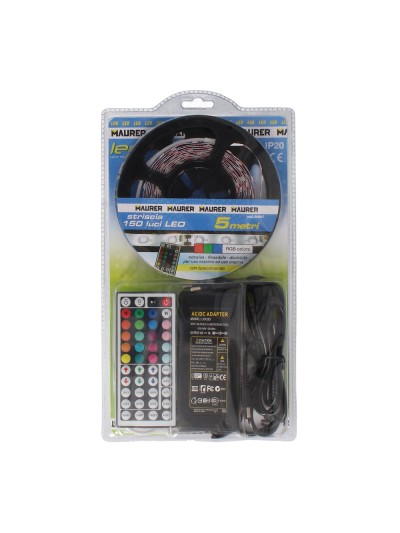 Tira Led Multicolor Rgb Con Mando Adhesiva Con 150 Leds 36 W 12 V. 850 Lumenes Luz Multicolor IP 20 5 Metros
