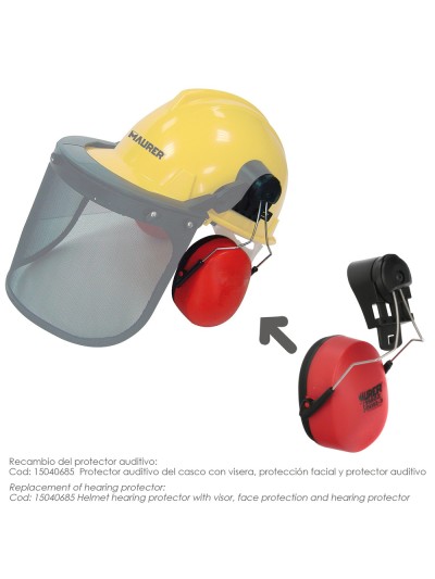 Recambio Protector Auditivo Para Casco Con Visera, Protector Facial De Rejilla y Protector Auditivo Maurer Modelo 99790