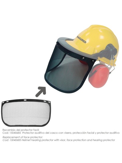 Recambio Protector Facial Para Casco Con Visera, Protector Facial De Rejilla y Protector Auditivo Maurer Modelo 99790