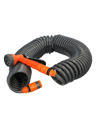 Manguera  Extensible Espiral Autoenroscable Para Riego Jardin 15 MetrosCon Pistola y Conectores