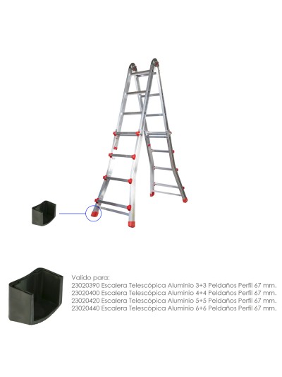 Contera Escaleras Telescopicas Perfil de 67 mm. Tramo Exterior. Version 2019
