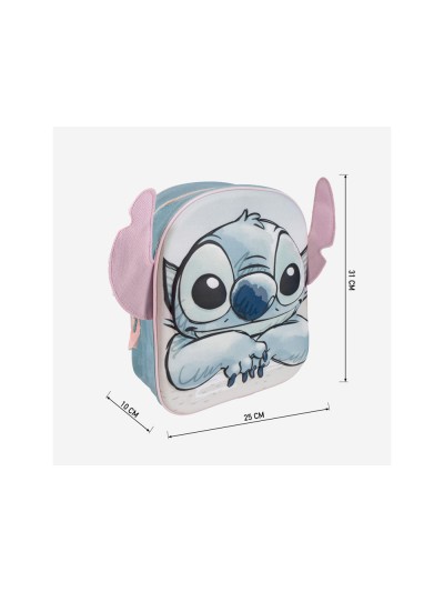 Mochila infantil 3d aplicaciones stitch 220x270x100 mm