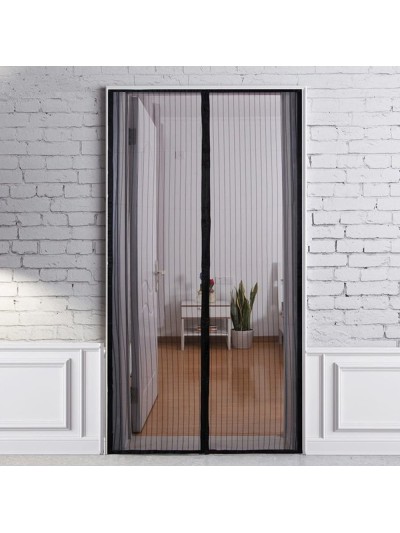 Cortina Mosquitera Para Puertas Con Cierre Central Magnetico Automatico 120 x 240 (Alt.) cm. Color Negro.