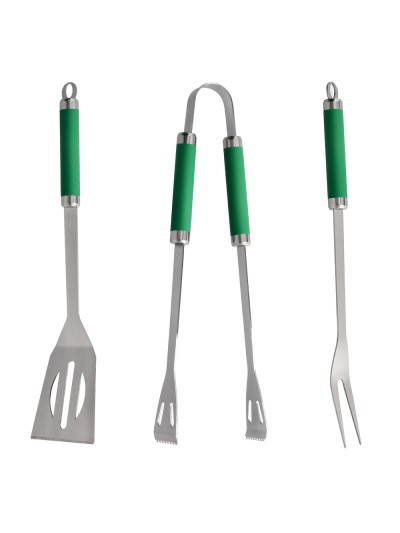 Set Complementos Para Barbacoa 3 Piezas. (Espatula, Pinzas y Tenedor) 34,5 cm.