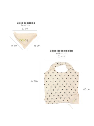 Bolsa Compra Algodon Organico 100% Plegable 52x47 cm.