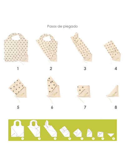 Bolsa Compra Algodon Organico 100% Plegable 52x47 cm.
