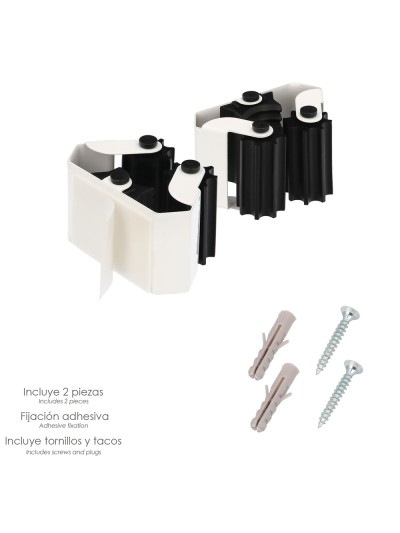 Colgador Adhesivo / Atornillable Para Escobas, Fregonas, Cepillos, Recogedores (Blister 2 piezas)