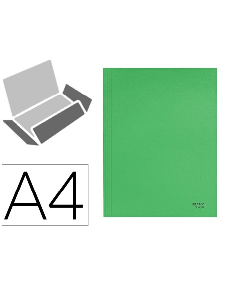 Subcarpeta leitz recycle con tres solapas din a4 carton 100% reciclable verde