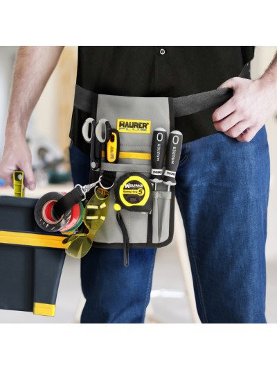 Funda Bolsa Porta Herramientas Para Cinturon Con 7 Bolsillos y Mosqueton Portaherramientas Electricista Multibolsillos Poliester