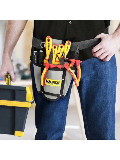 Funda Bolsa Porta Herramientas Para Cinturon Con 4 Bolsillos. Portaherramientas Electricista Multibolsillos Poliester