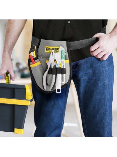 Funda Bolsa Porta Herramientas Para Cinturon Con 3 Bolsillos y 4 Elasticos. Portaherramientas Electricista Multibolsillos