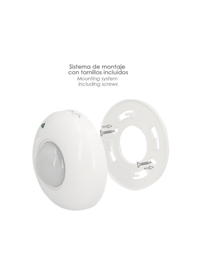 Detector De Movimiento Por Infrarrojos Con Sensor Crepuscular 360°. Ajustable