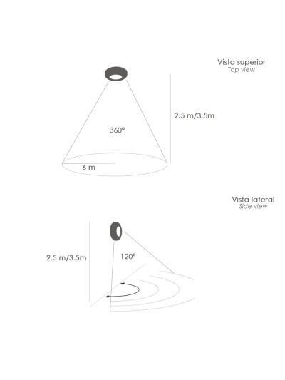 Detector De Movimiento Por Infrarrojos Con Sensor Crepuscular 360°. Ajustable