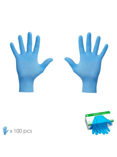 Guantes Nitrilo Desechables Talla M Caja 100 Unidades, Sin Polvo, Homologado CE, Texturizados, Caja Dispensador.