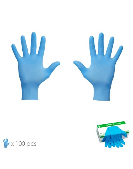 Guantes Nitrilo Desechables Talla M Caja 100 Unidades, Sin Polvo, Homologado CE, Texturizados, Caja Dispensador.