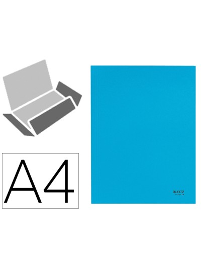 Subcarpeta leitz recycle con tres solapas din a4 carton 100% reciclable azul