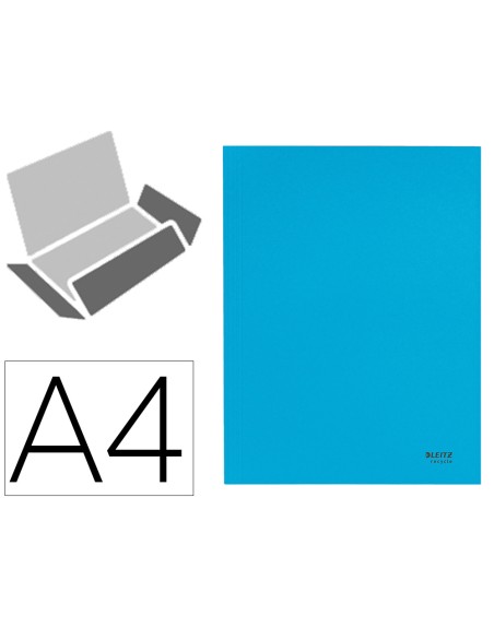 Subcarpeta leitz recycle con tres solapas din a4 carton 100% reciclable azul