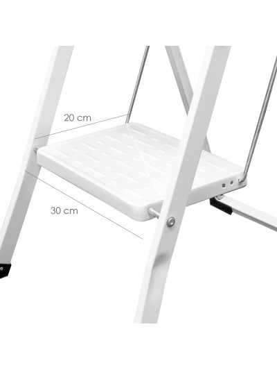 Escalera Domestica Acero 2 Peldaños, Escalerilla Blanca