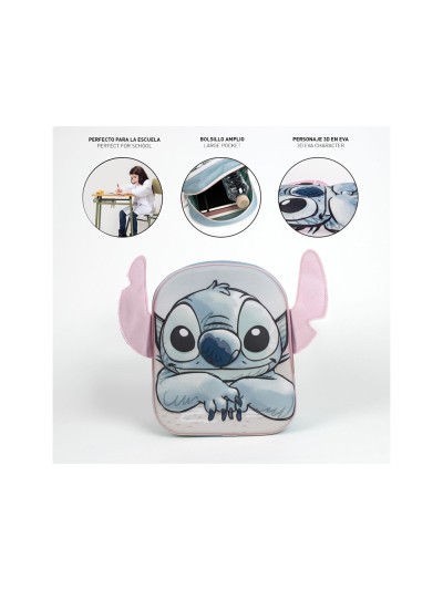 Mochila infantil 3d aplicaciones stitch 220x270x100 mm