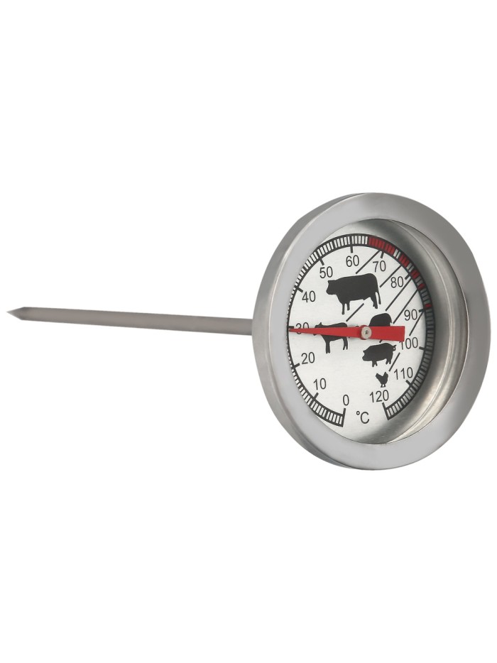 Termometro Analogico Para Cocina, Con Sonda. Ideal Hornos, Carnes, Asados, etc. Con Indicador De Temperatura Optimo Segun Carnes