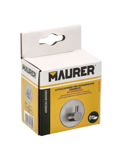 Gancho Colgador Baño Individual Toallas / Albornoz Color Inox Autoadhesivo Resistente, Sin Tornillos