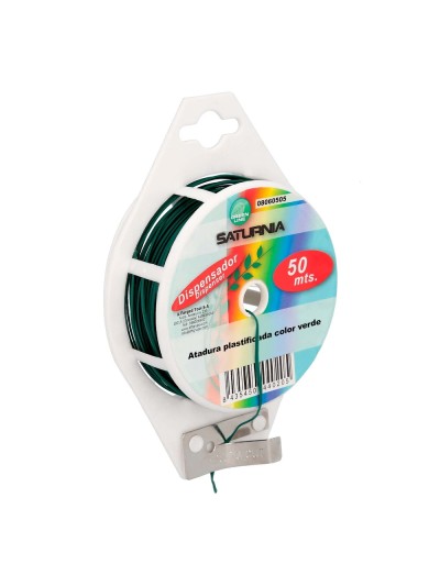 Atadura Plastificada Con Dispensador De 50 Metros. Ideal Para Entutorar, Jardin, Bonsais, Macetas, etc. Flexible y Duradero.