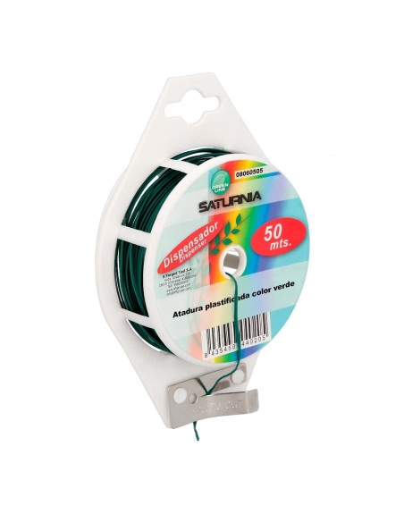 Atadura Plastificada Con Dispensador De 50 Metros. Ideal Para Entutorar, Jardin, Bonsais, Macetas, etc. Flexible y Duradero.
