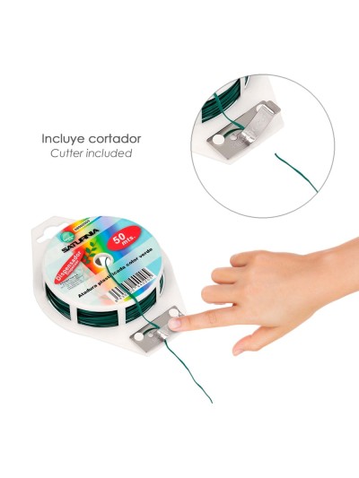Atadura Plastificada Con Dispensador De 50 Metros. Ideal Para Entutorar, Jardin, Bonsais, Macetas, etc. Flexible y Duradero.