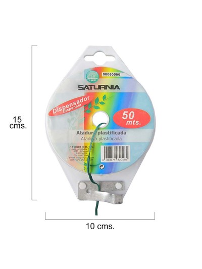 Atadura Plastificada Con Dispensador De 50 Metros. Ideal Para Entutorar, Jardin, Bonsais, Macetas, etc. Flexible y Duradero.