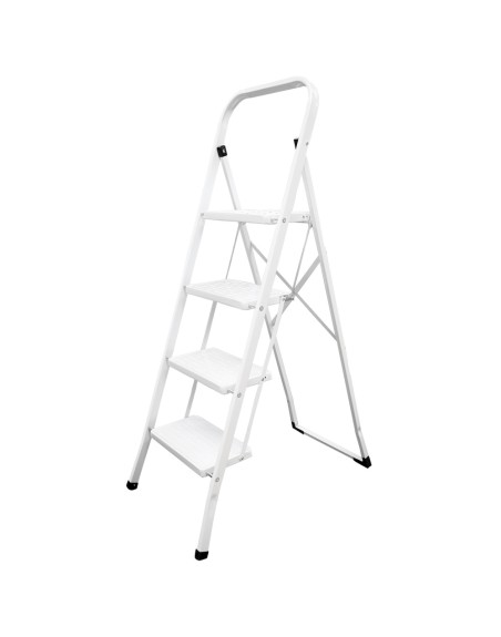 Escalera Domestica Acero 4 Peldaños, Escalerilla Blanca