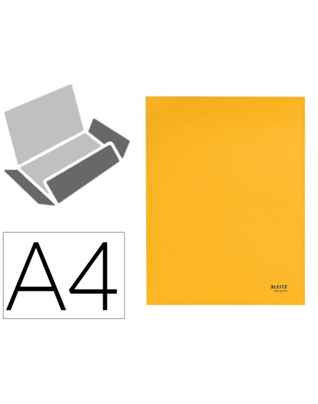 Subcarpeta leitz recycle con tres solapas din a4 carton 100% reciclable amarillo