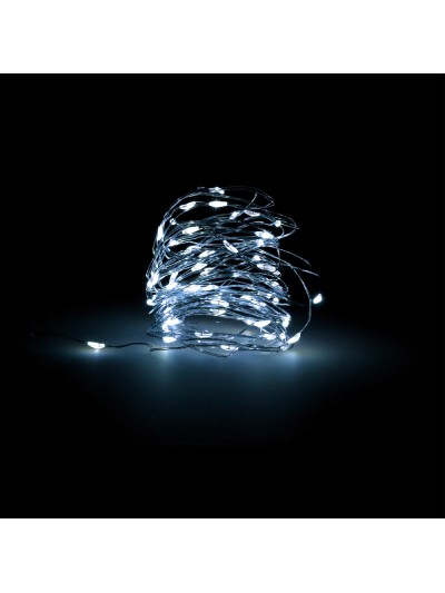 Guirnalda Luces Navidad Microled 40 Leds Color Blanco Frio. Luz navidad interiores IP20 A Pilas (2 CR2032 Incluidas)