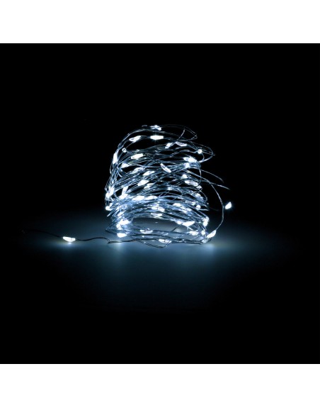 Guirnalda Luces Navidad Microled 40 Leds Color Blanco Frio. Luz navidad interiores IP20 A Pilas (2 CR2032 Incluidas)