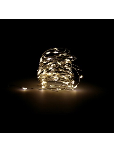 Guirnalda Luces Navidad Microled 40 Leds Color Blanco Calido. Luz navidad interiores IP20 A Pilas (3 AA No Incluidas)