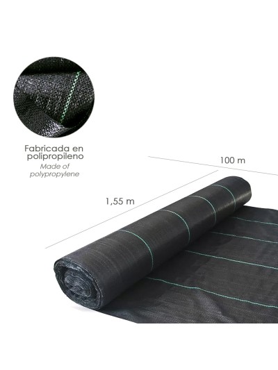 Malla Antihierbas (Rollo 1,55x100 Metros) Malla Anti Maleza, Malla Geotextil Jardin, Tela Anti Hierbas Jardin