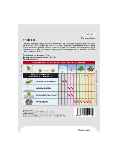 Semillas Aromaticas Tomillo (1 gramo) Horticultura, Horticola, Semillas Huerto.