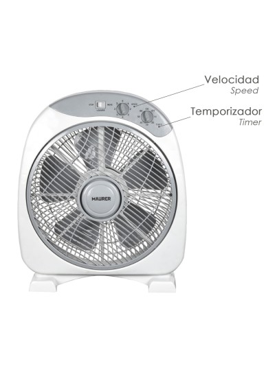 Ventilador Maurer Box Ø 30cm 40 Watt. 3 velocidades  Aspas gran tamaño, 3 Con temporizador