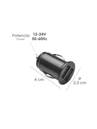 Cargador Coche USB Dos Tomas 2.1 Amperios. 5 V. Adaptador Enchufe USB Cargador USB de Pared, Android, Iphone, Smartphones