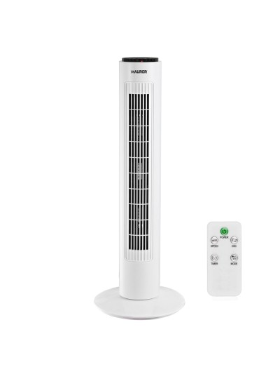 Ventilador Maurer Torre 73 cm 3 Velocidades. Funcion Oscilante. Con Temporizador y Mando a Distancia.